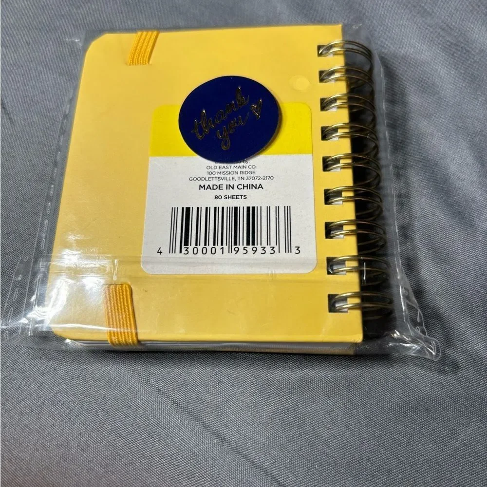 New Yellow Bee Spiral Pocket Notebook with Keyring